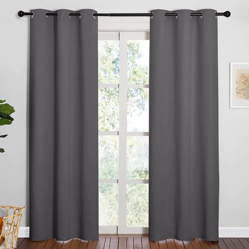 NICETOWN 3 Pass Microfiber Noise Reducing Thermal Insulated Solid Ring Top Blackout Window Curtains