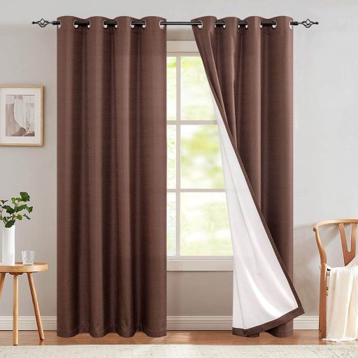 jinchan Thermal Insulated Blackout Curtain Room Darkening Lined Bedroom Drapes