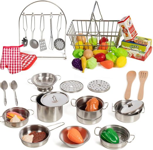  IQ Toys 50 Piece Complete Pretend Play Food and Kitchen Set